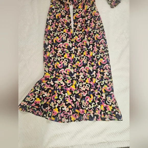 Saloni Multi-Colour Grace Dress Off-Shoulder Midi Dress Size 2 - Picture 9 of 14